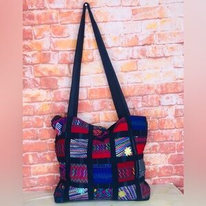 Bamboo Trading Company Huipil Multi-Color Patchwork  Boho Tote Bag